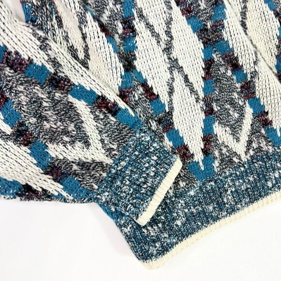 J.J. COCHRAN Sweater Men's Large Crew Neck Diamond Argyle Grandpa Dad Pullover - Picture 3 of 9